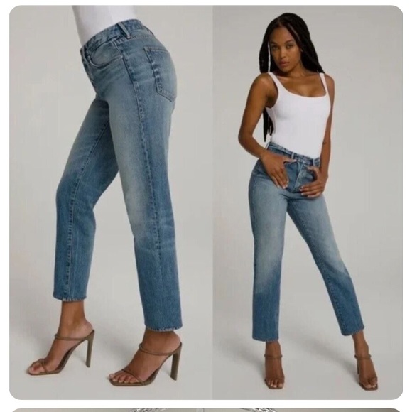 NEW • Good American • Womens Good Vintage Jeans In Blue485 Straight Leg High 26 - Picture 1 of 5